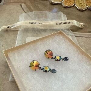 Sabika Crystal 3 Stone Drop Earrings